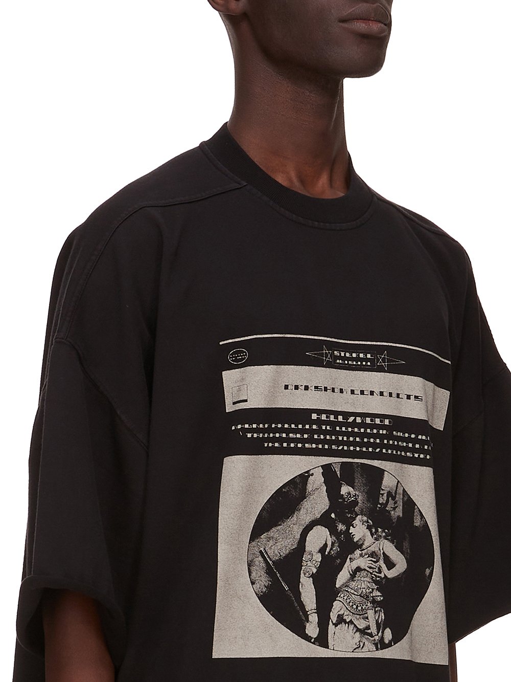 【RICK OWENS DRKSHDW】HOLLYWOOD ロゴ オーバーサイズ Tシャツ Black Hollywood Jumbo SS T-shirt by Rick Owens DRKSHDW on Sale