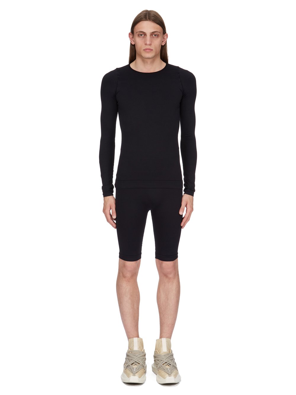 関送込【RICK OWENS】ロングスリーブトップス ブラック SS25 RICK OWENS DRKSHDW - 【25SS】ジャンボ ロングスリーブ 長袖 T