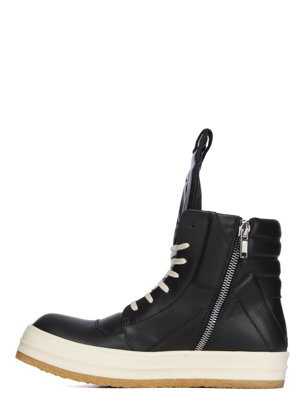 【関税込み】RICK OWENS Geobasket Sneaker Black & Off-White Hollywood Geobasket Sneakers by Rick Owens