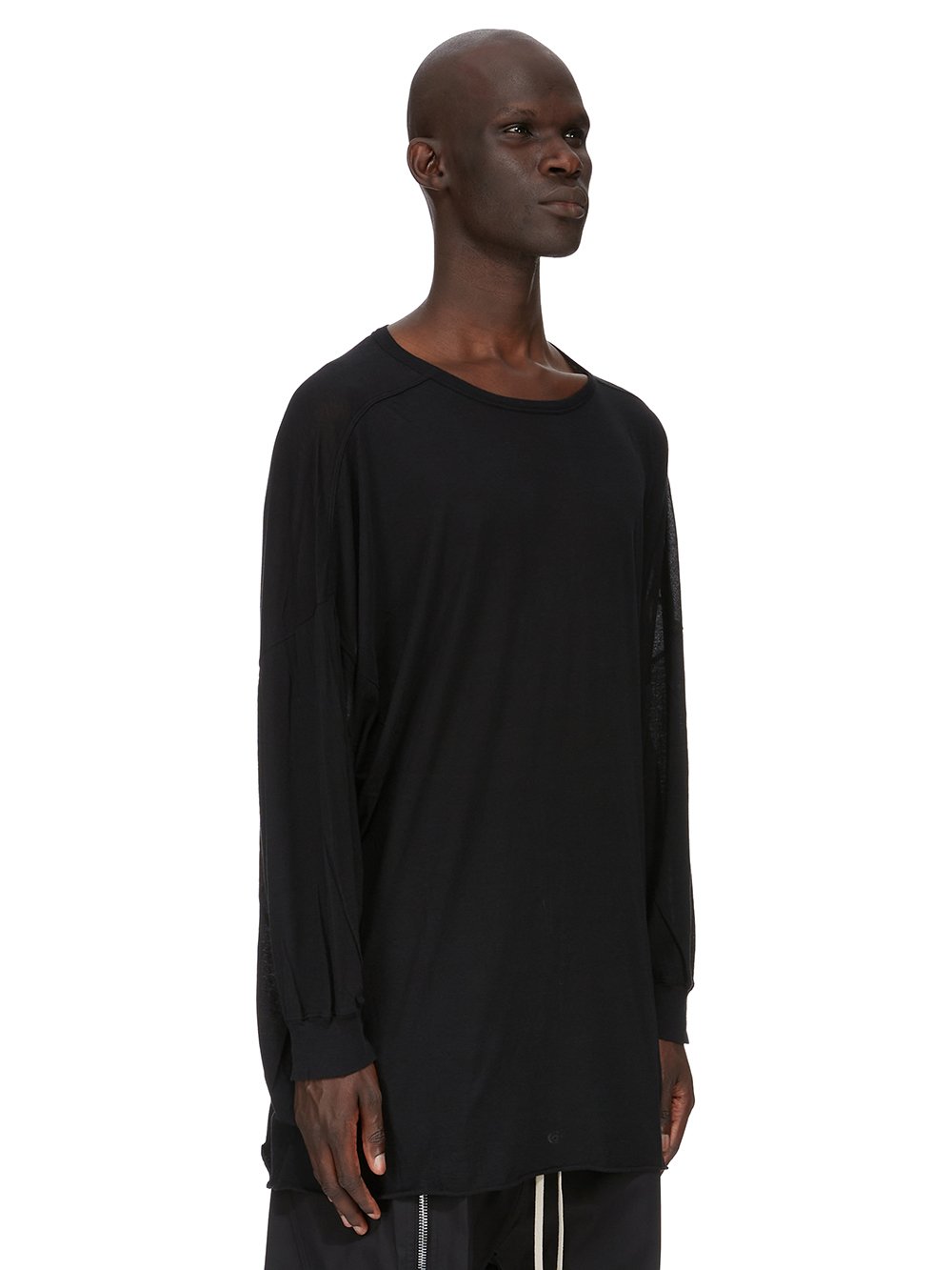 Tシャツ・カットソー RICK OWENS FW25 'Rib LS T' T-shirt (RU02E1250RC 09) Rick Owens Basic Long Sleeve T-Shirt in Black | SVD USA