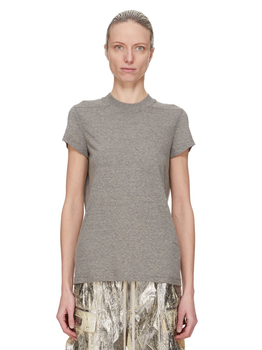 【in a row】[UNISEX] Deep Ribbed Vintage Warmer Tee Heather Grey Short Sleeve Ribbed Tee – Gold Hinge