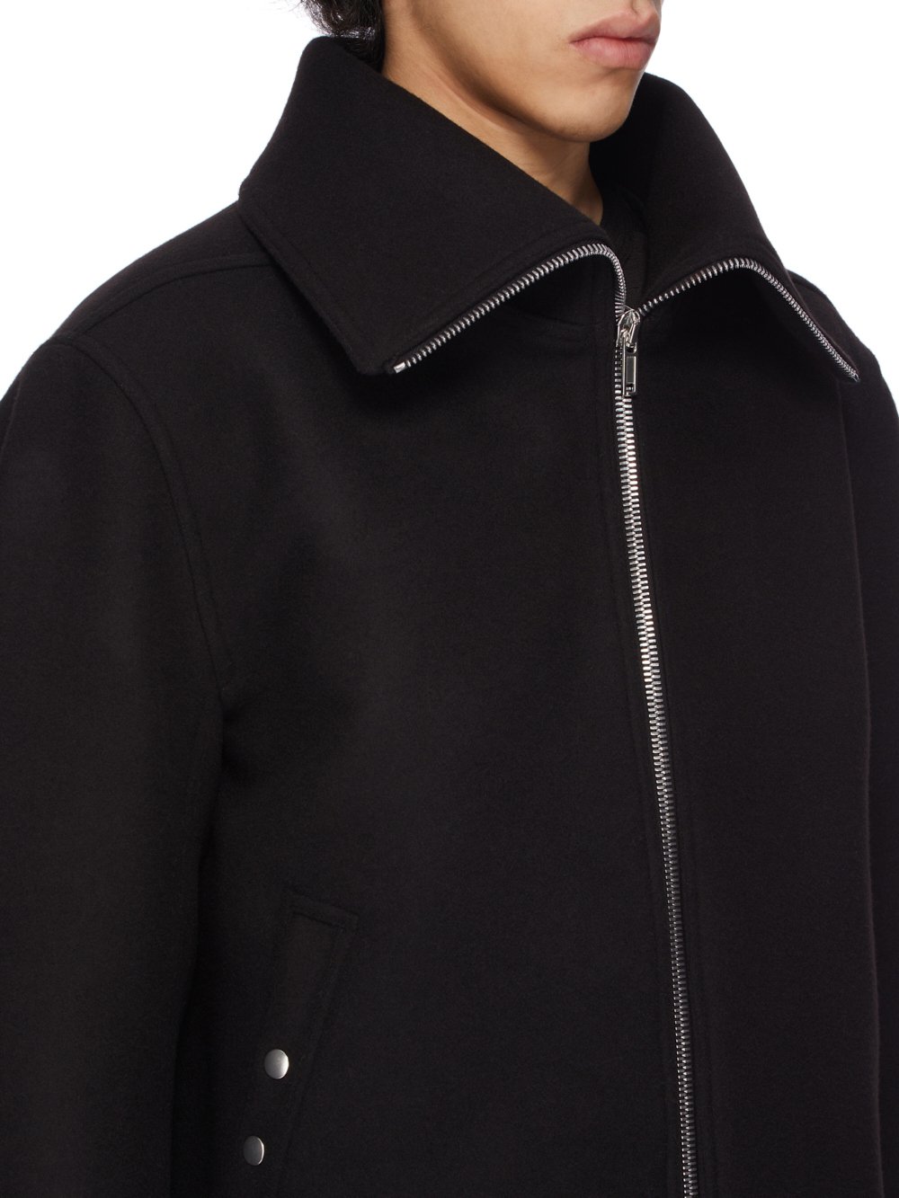 ジャケット・アウター Rick Owens 17AW Melton Stand Collar Coat Rick Owens Black Wool Jumbo Brother Coat Rick Owens