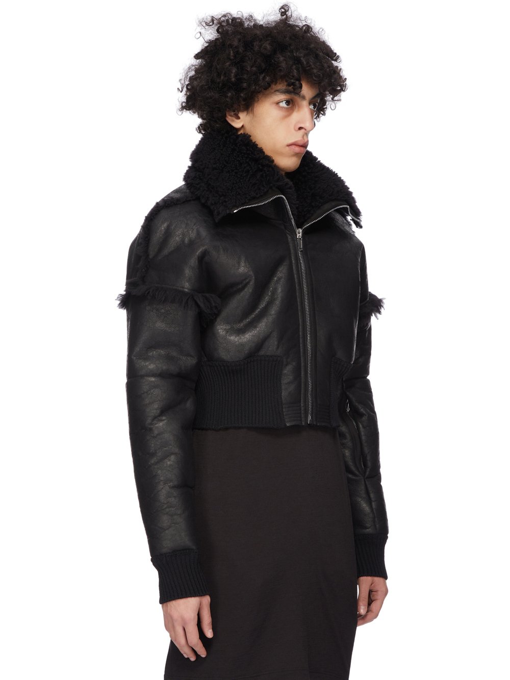 VIP【関税送料無料】希少 RICK OWENS BLACK LEATHER JACKET Rick Owens Leather Jacket Size 48 IT