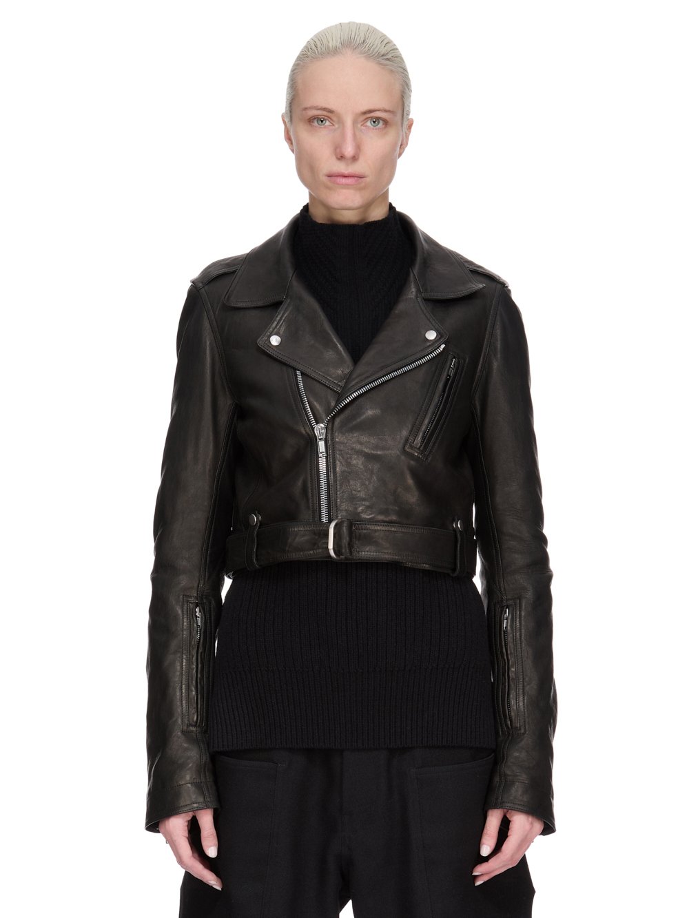 Rick Owens leather rider’s jacket Rick Owens - Cropped Buckled Leather Jacket Rick Owens