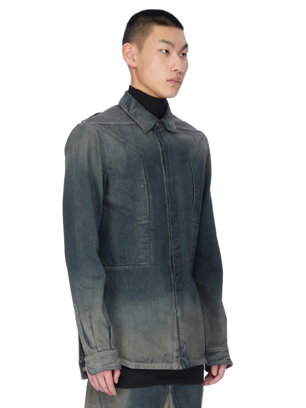 Rick Owens PHLECITION SS21 黒レザーシャツ　50 Rick Owens PHLECITION SS21 黒レザーシャツ 50