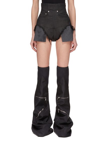 RICK OWENS 2024AW Dirt Cutofショートパンツ Rick Owens DRKSHDW Black Hollywood Dirt Cutoffs Denim Shorts