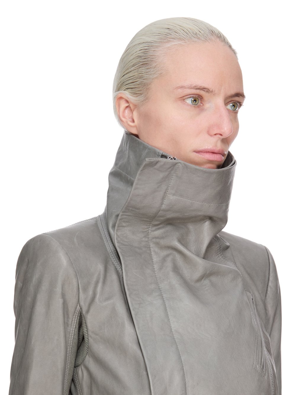 Rick Owens ラムレザー ハイネック ライダースジャケット 40 グレー RICK OWENS - JACKETS - Rick Owens