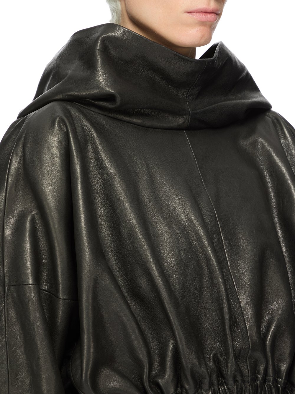 00s rick owens leather hoodie jacket レザー Rick Owens Hooded Leather Jacket in Black for Men | Lyst