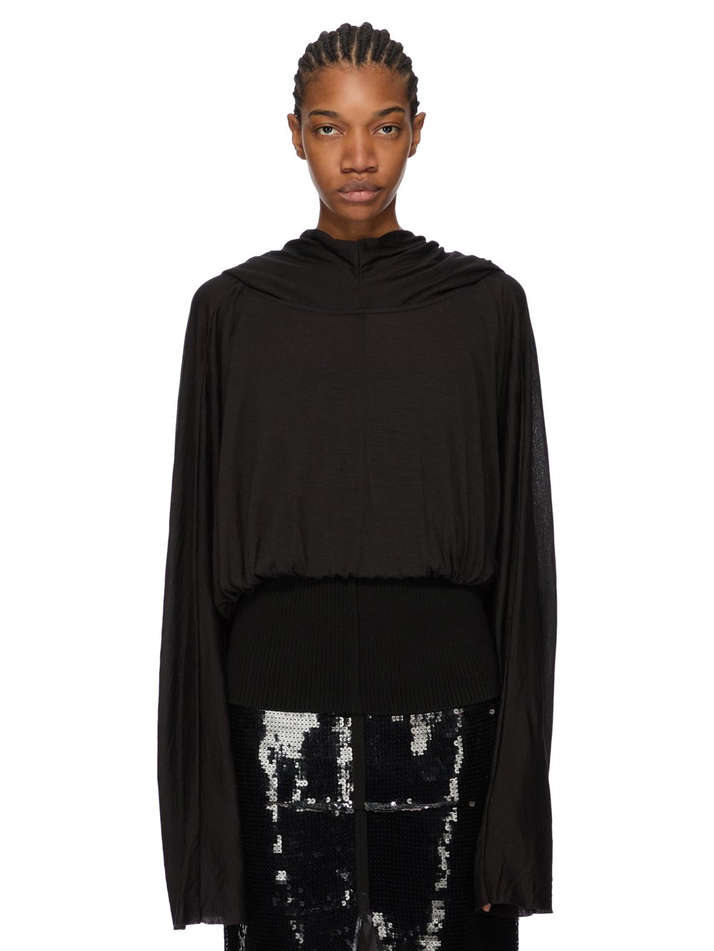 トップス FLUMIKA LUNDA NYLON RIBBED NECK HOODED RICK OWENS - TOPS - Rick Owens