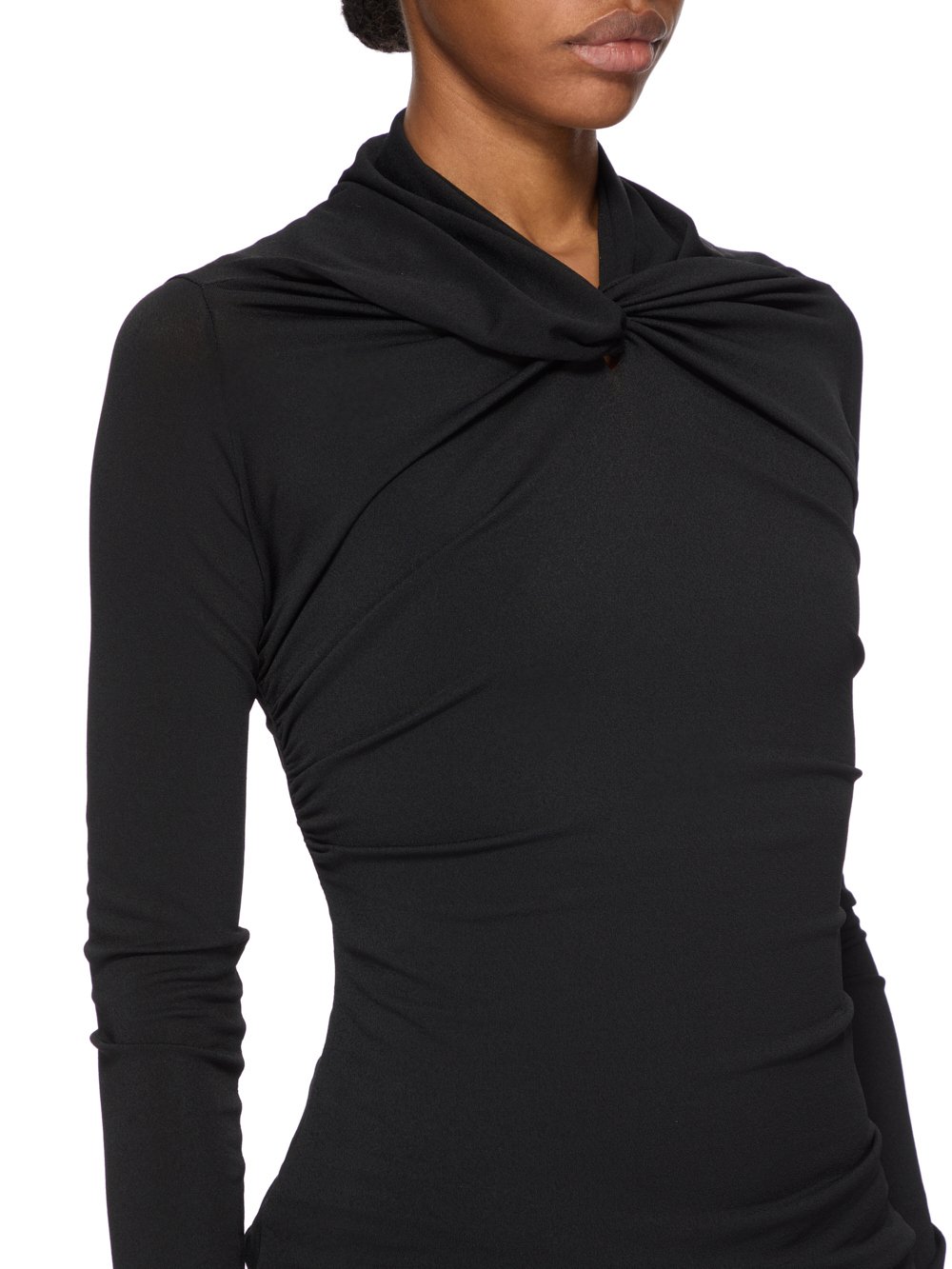 RICK OWENS FW25 CONCORDIANS KAIRO LS TOP IN BLACK VISCOSE CREPE