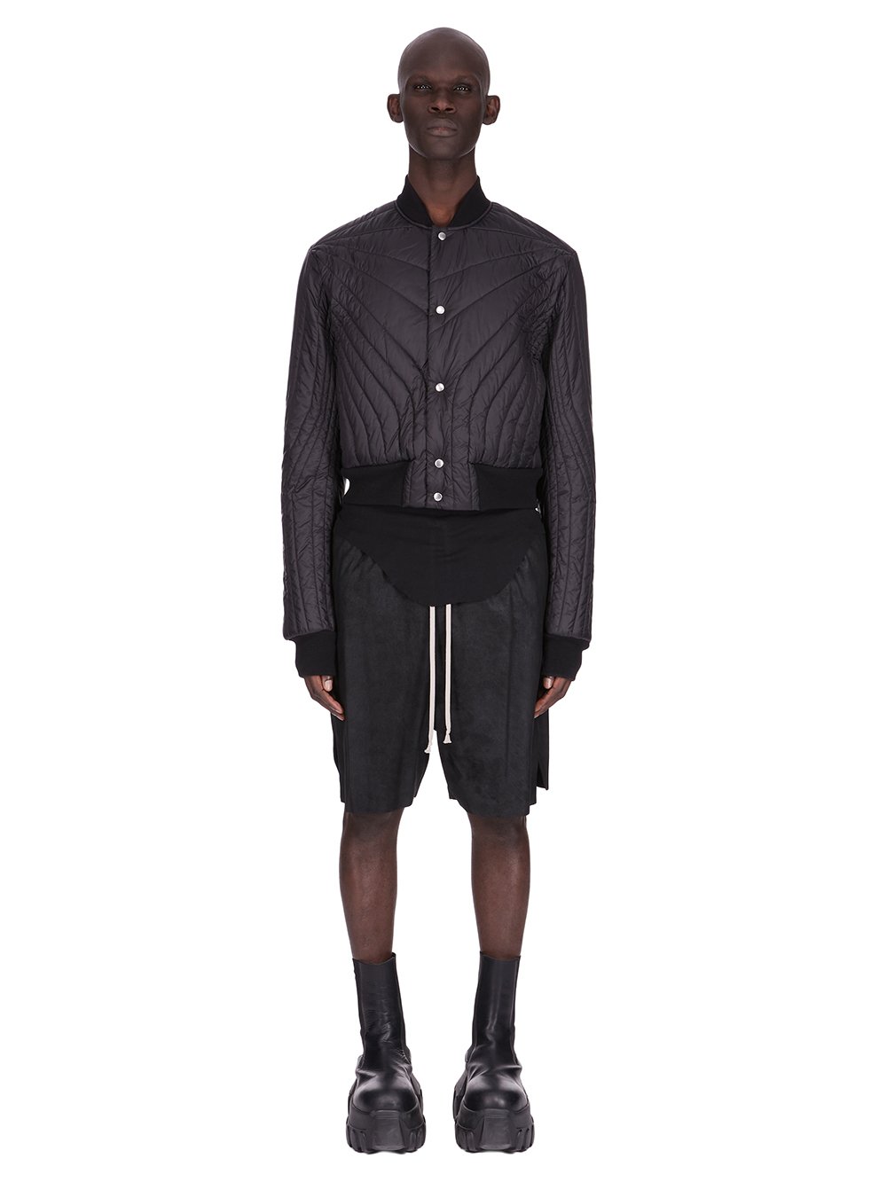 RICK OWENS FW25 CONCORDIANS QUILTED FLIGHT JKT IN BLACK LIGHT