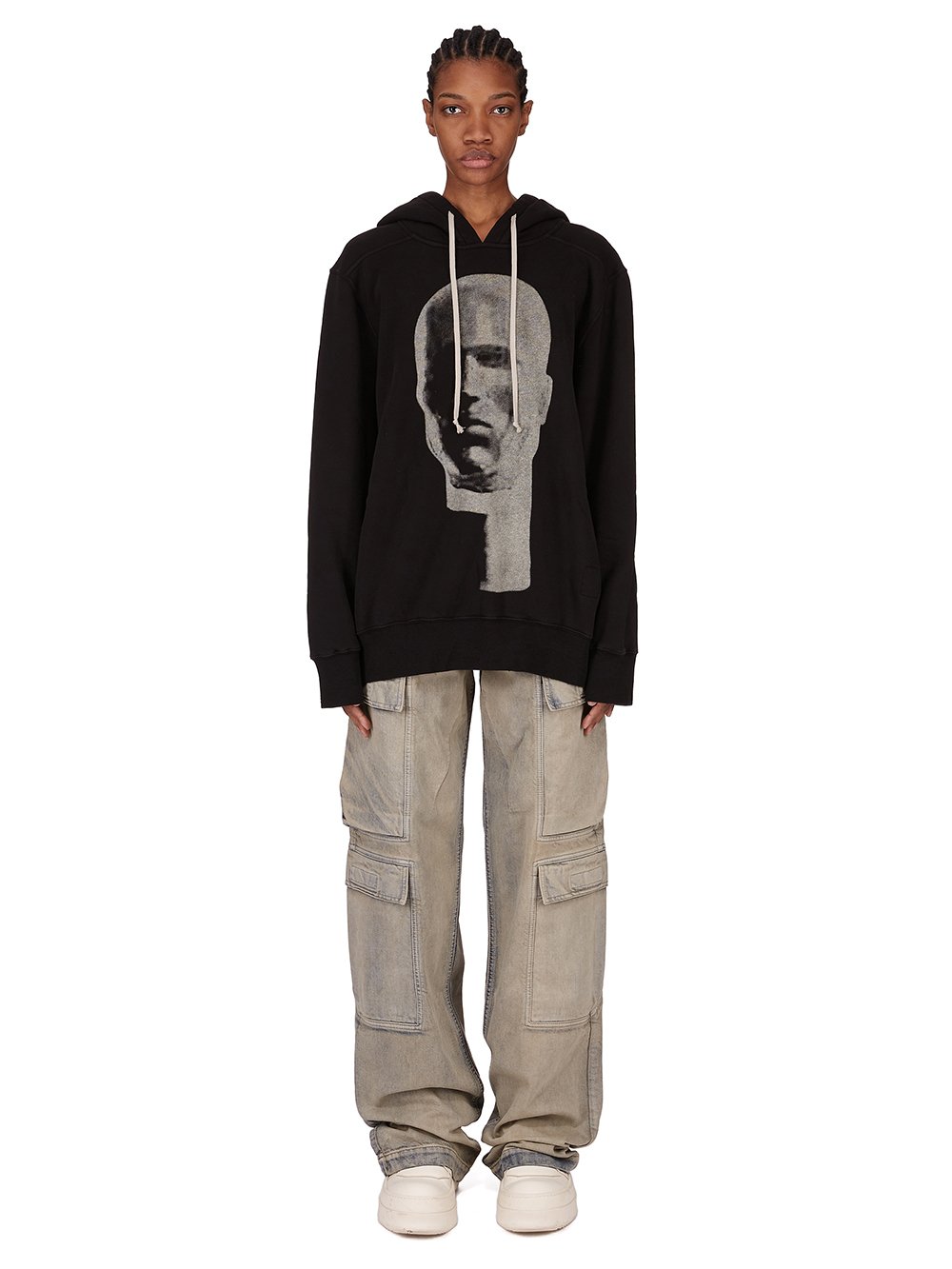 d215588です。② DRKSHDW FW25 CONCORDIANS OVERSIZED HOODIE IN BLACK/PEARL SLUP