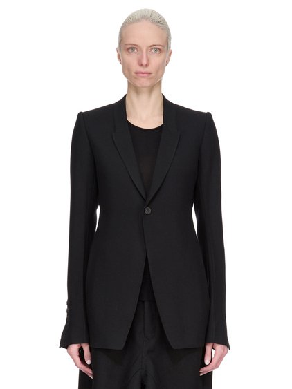 RICK OWENS FW25 CONCORDIANS EXTREME SOFT BLAZER IN BLACK GRAIN DE