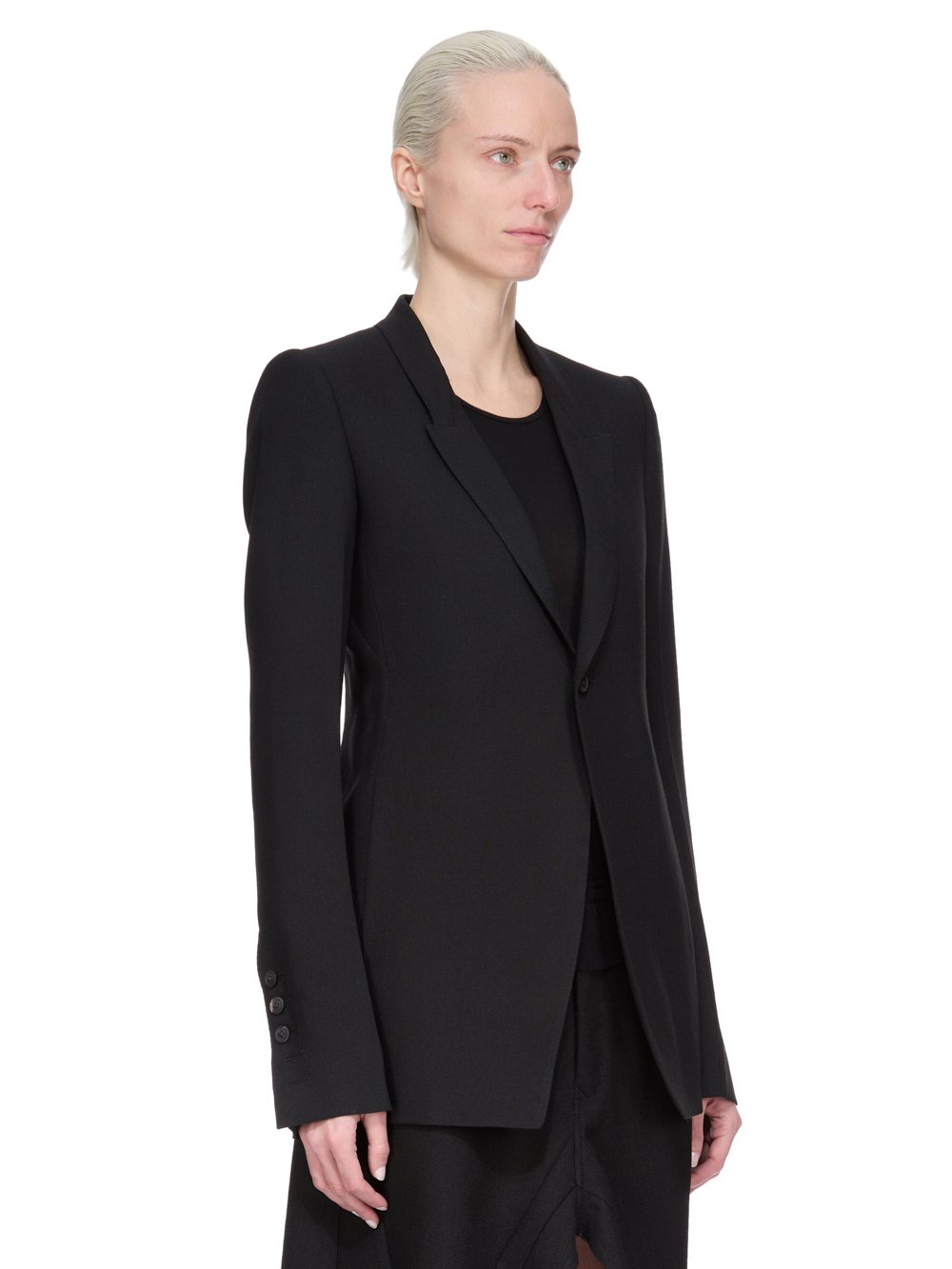 RICK OWENS FW25 CONCORDIANS EXTREME SOFT BLAZER IN BLACK GRAIN DE