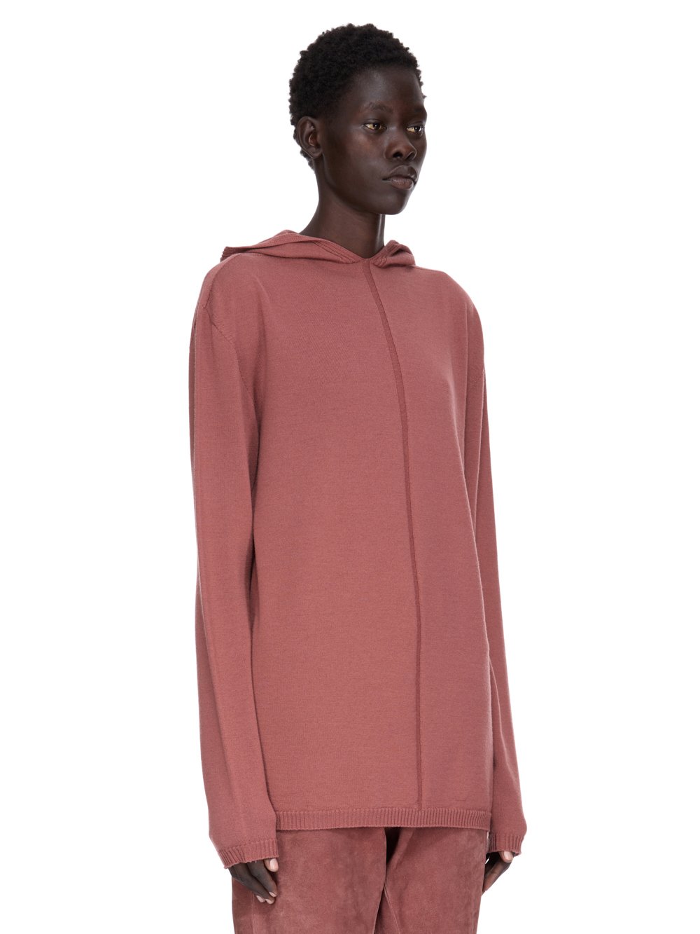 RICK OWENS FW25 CONCORDIANS OVERSIZED HOODIE IN ROSEWOOD