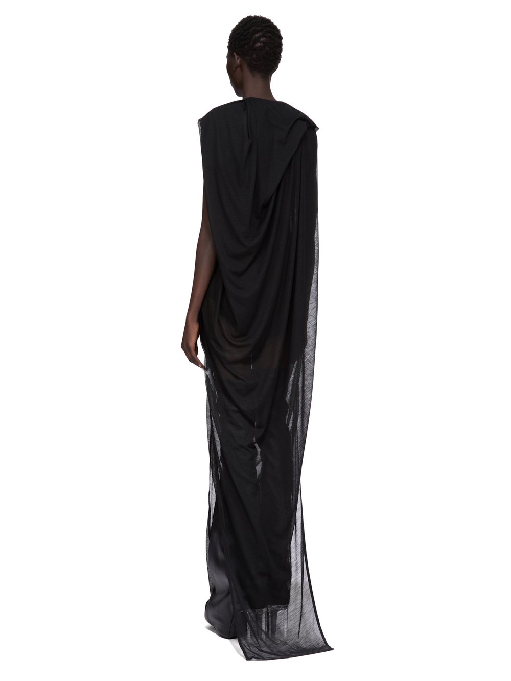 RICK OWENS FW25 CONCORDIANS NOUVEAU GOWN IN BLACK SHEER WOOL
