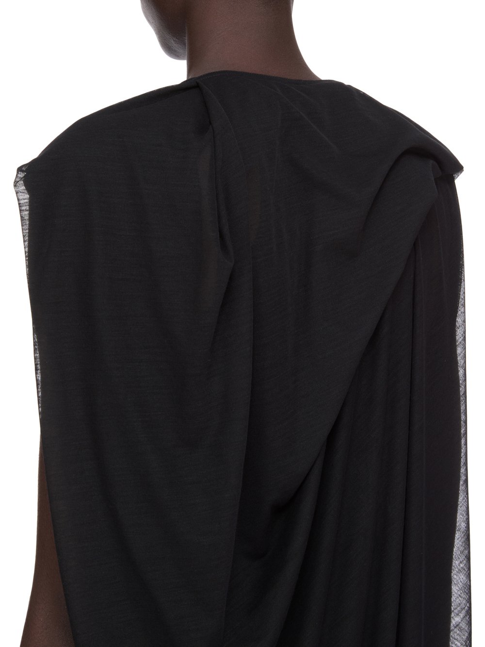RICK OWENS FW25 CONCORDIANS NOUVEAU GOWN IN BLACK SHEER WOOL