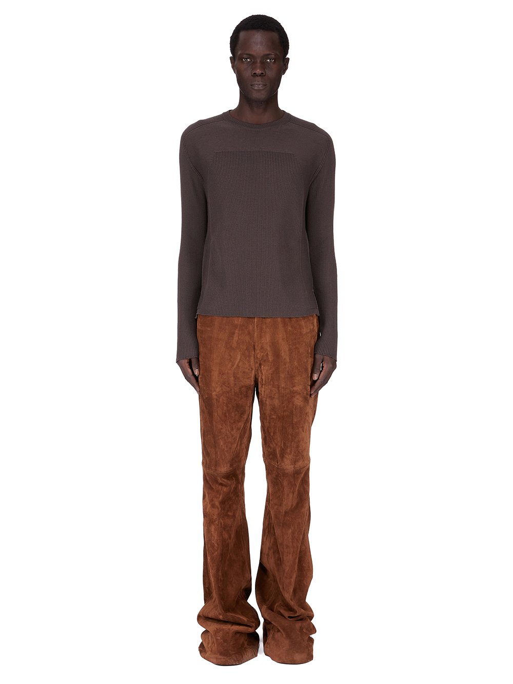 RICK OWENS FW25 CONCORDIANS BOLAN BOOTCUT IN CHESTNUT SUEDE