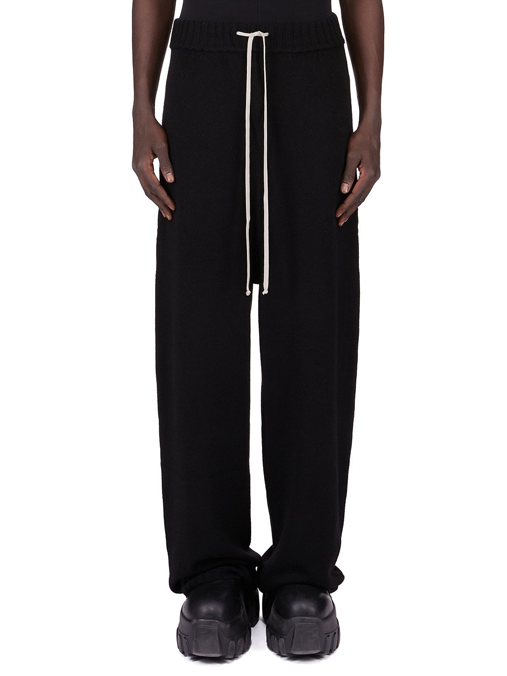 RICK OWENS FW25 CONCORDIAS TRACK IN BLACK LAS PALMAS CASHMERE KNIT