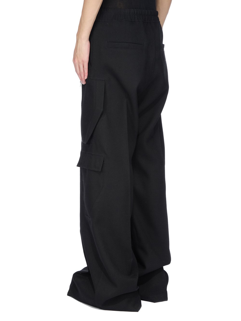 RICK OWENS FW25 CONCORDIANS CARGOBELAS IN BLACK WOOL DRILL. - Rick