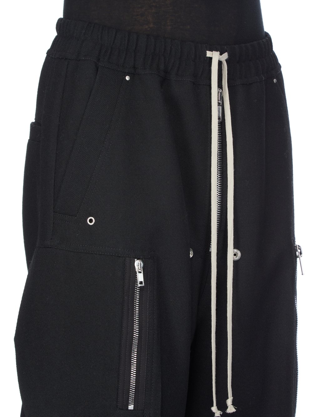 RICK OWENS FW25 CONCORDIANS CARGOBELAS IN BLACK WOOL DRILL. - Rick