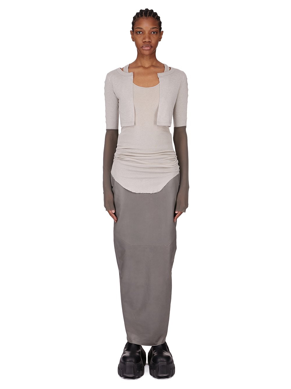 RICK OWENS FW25 CONCORDIANS DIRT PILLAR IN WASHED INDIGO WAXY LAMB