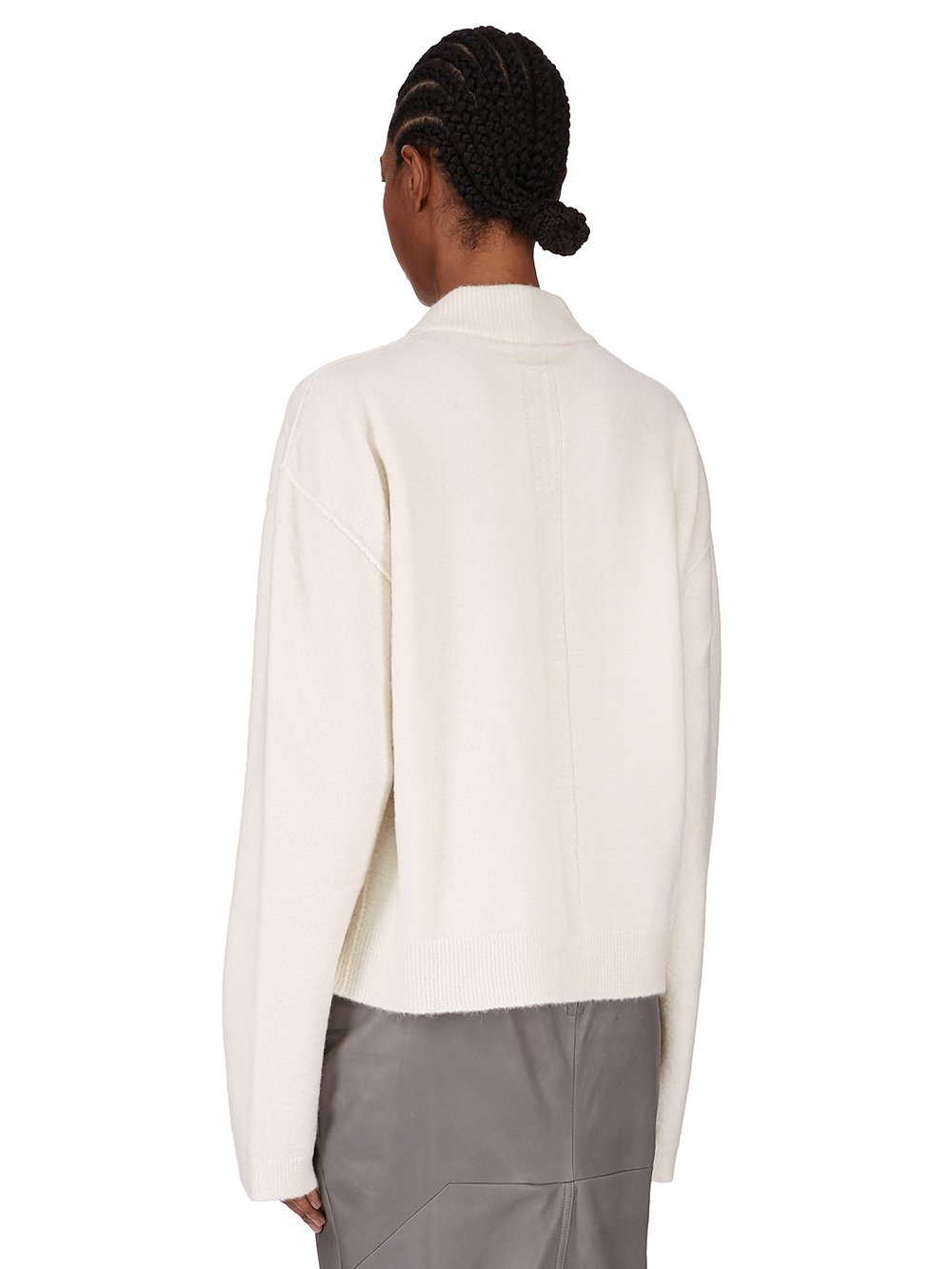 RICK OWENS FW25 CONCORDIANS TOMMY LS T IN MILK ALPACA KNIT - Rick