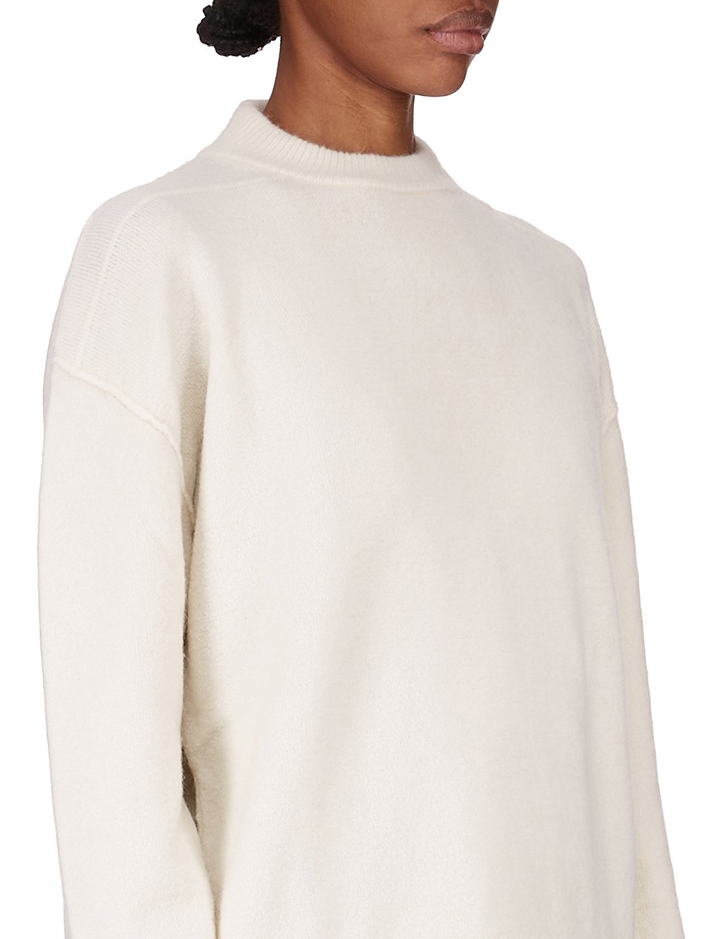 RICK OWENS FW25 CONCORDIANS TOMMY LS T IN MILK ALPACA KNIT - Rick