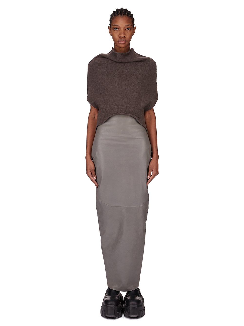 RICK OWENS FW25 CONCORDIANS SL SHROUD IN DRKDUST BOILED RECYCLED