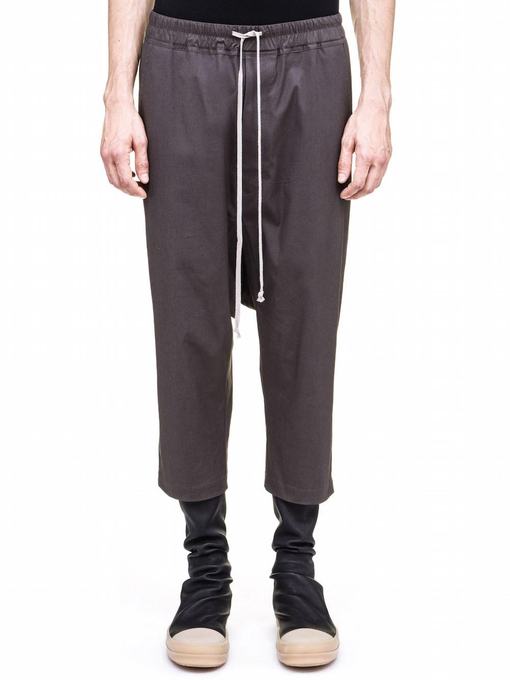 RICK OWENS DIRT DRAWSTRING CROPPED PANTS IN GREY