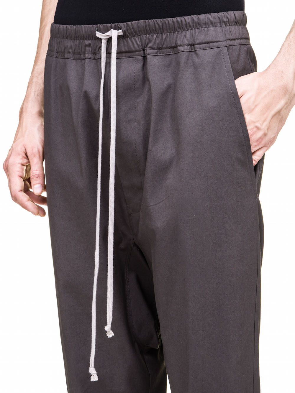 RICK OWENS DIRT DRAWSTRING CROPPED PANTS IN GREY