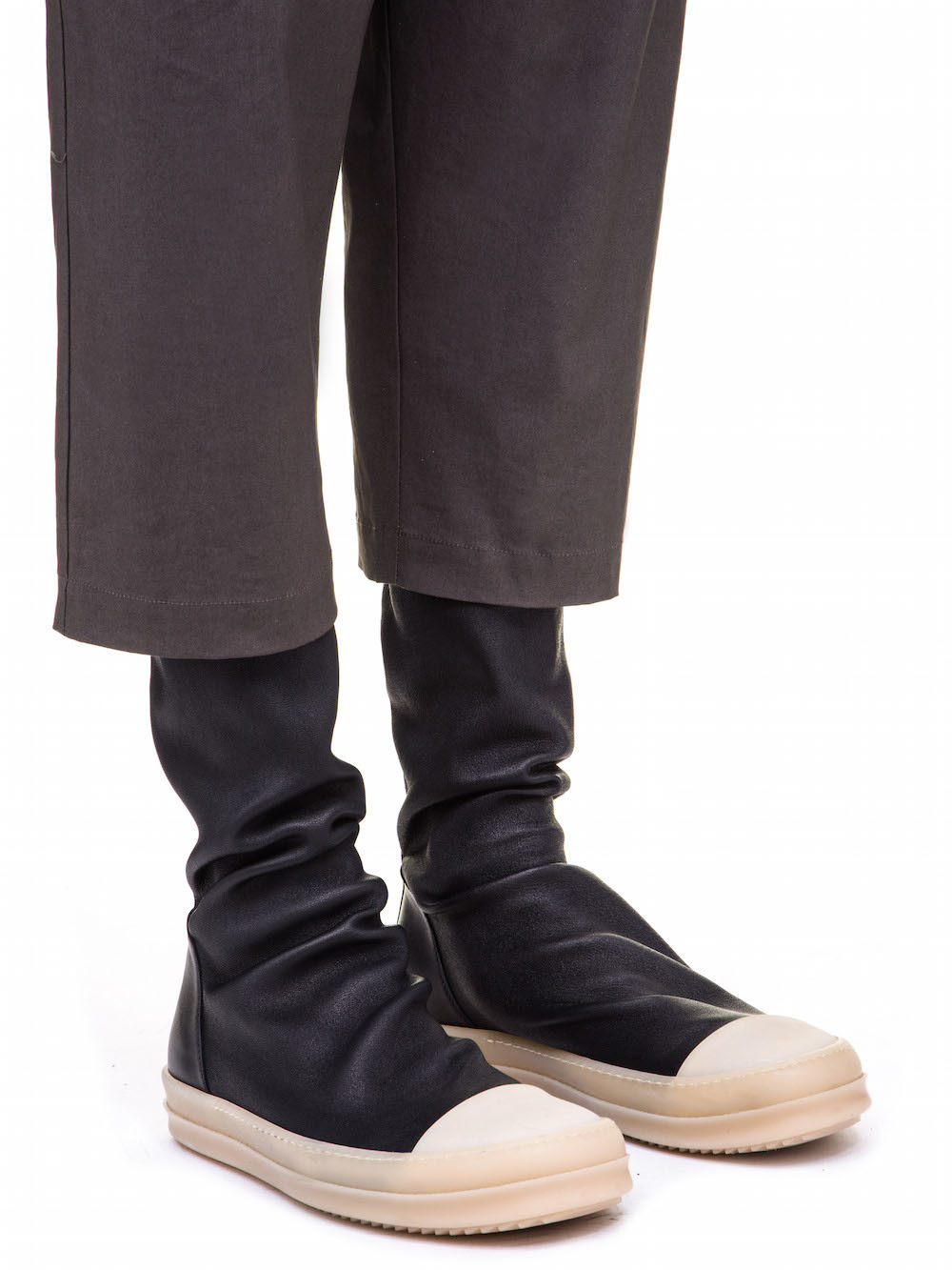 RICK OWENS DIRT DRAWSTRING CROPPED PANTS IN GREY