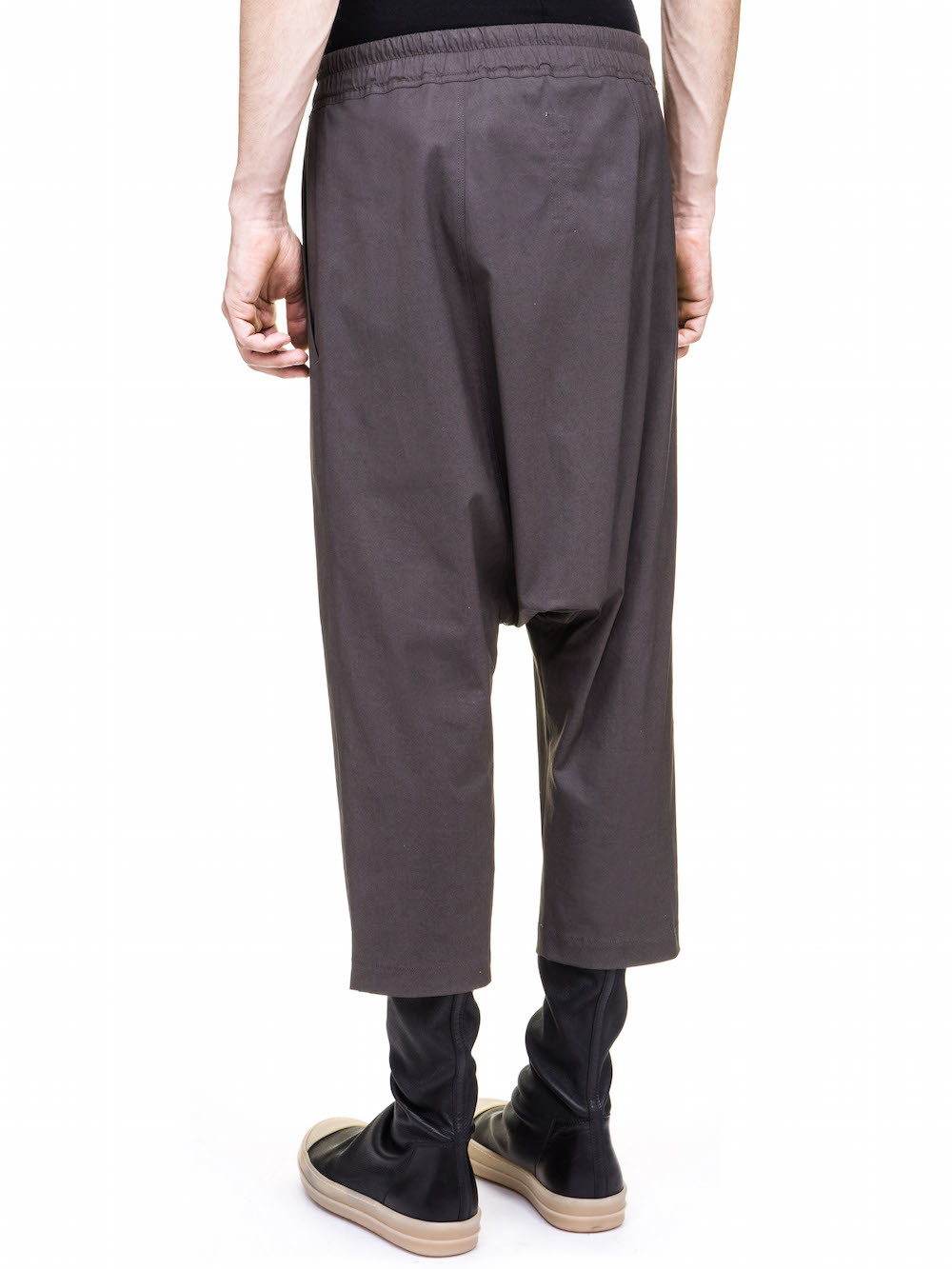 RICK OWENS DIRT DRAWSTRING CROPPED PANTS IN GREY