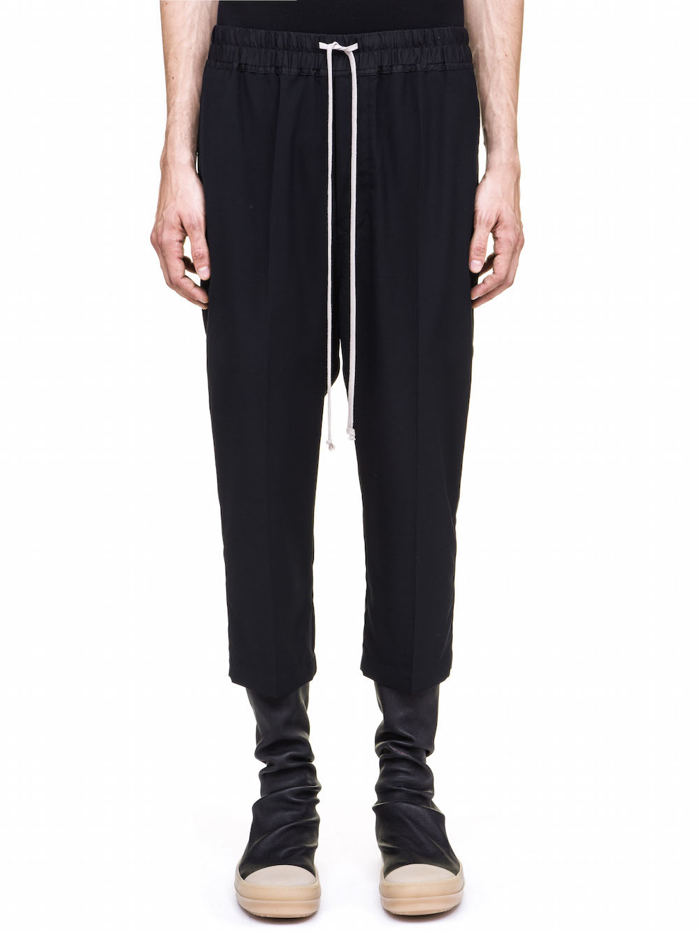 RICK OWENS DRAWSTRING ASTAIRES IN BLACK WOOL