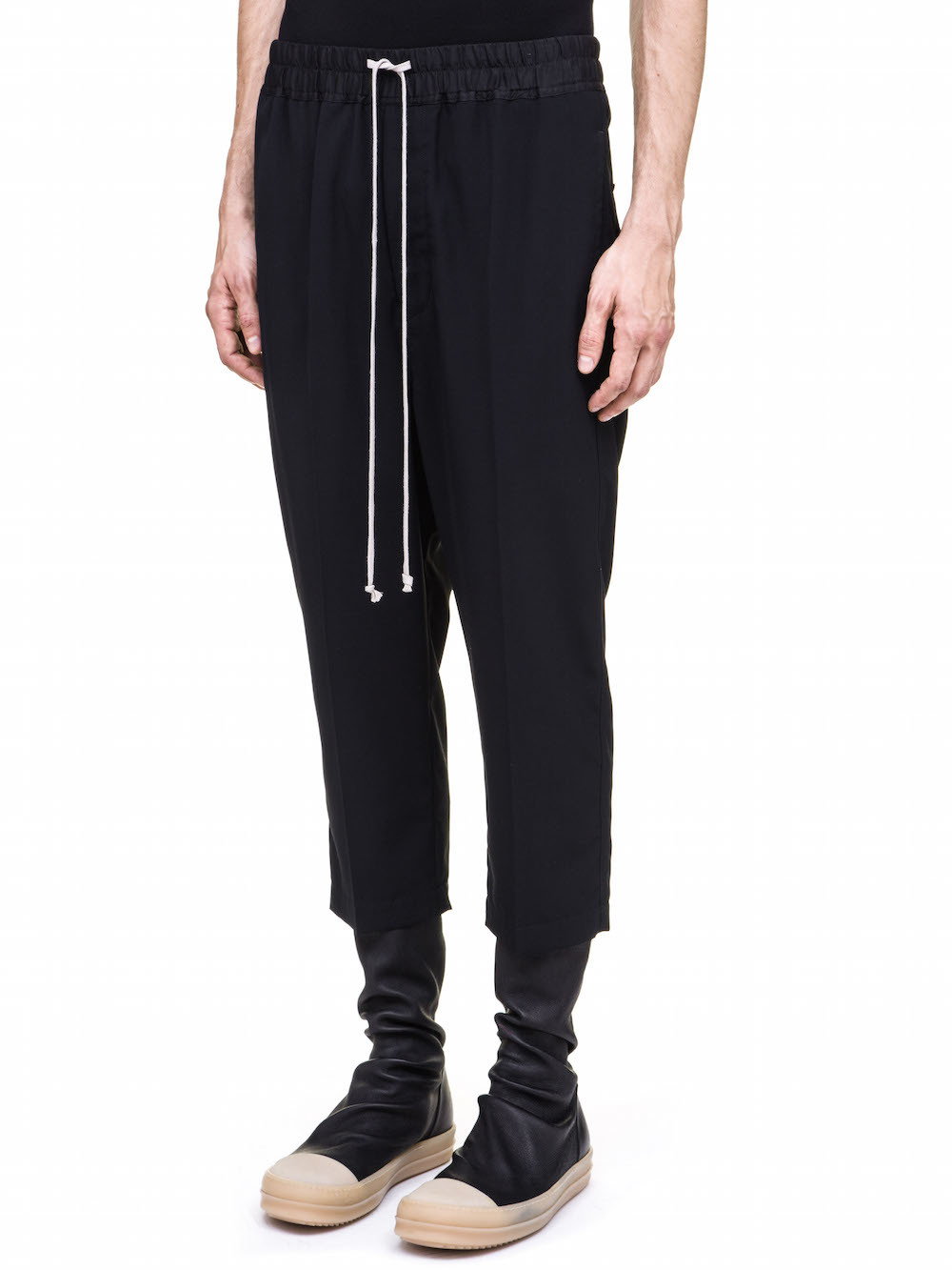 RICK OWENS DRAWSTRING ASTAIRES IN BLACK WOOL