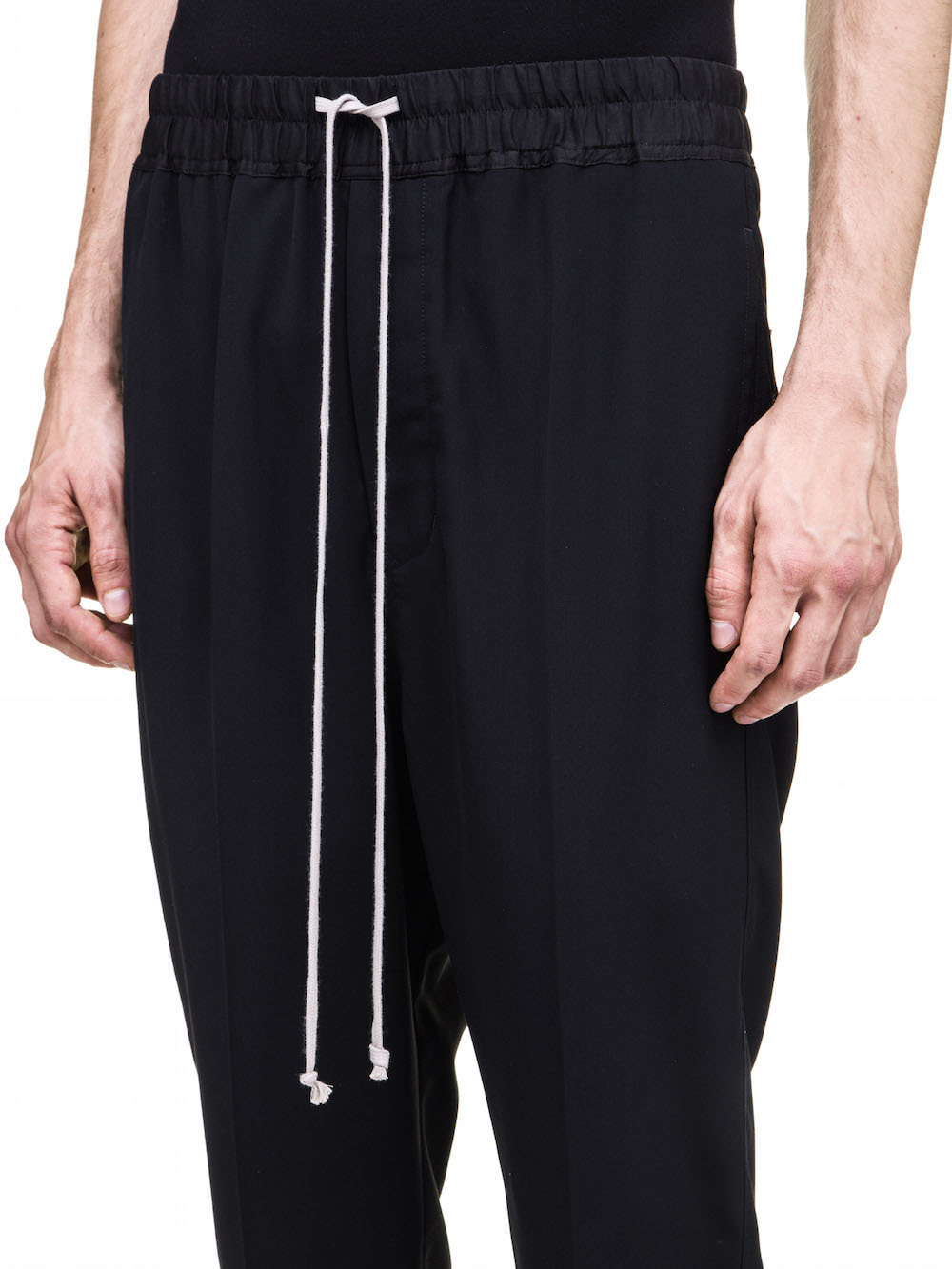 RICK OWENS DRAWSTRING ASTAIRES IN BLACK WOOL