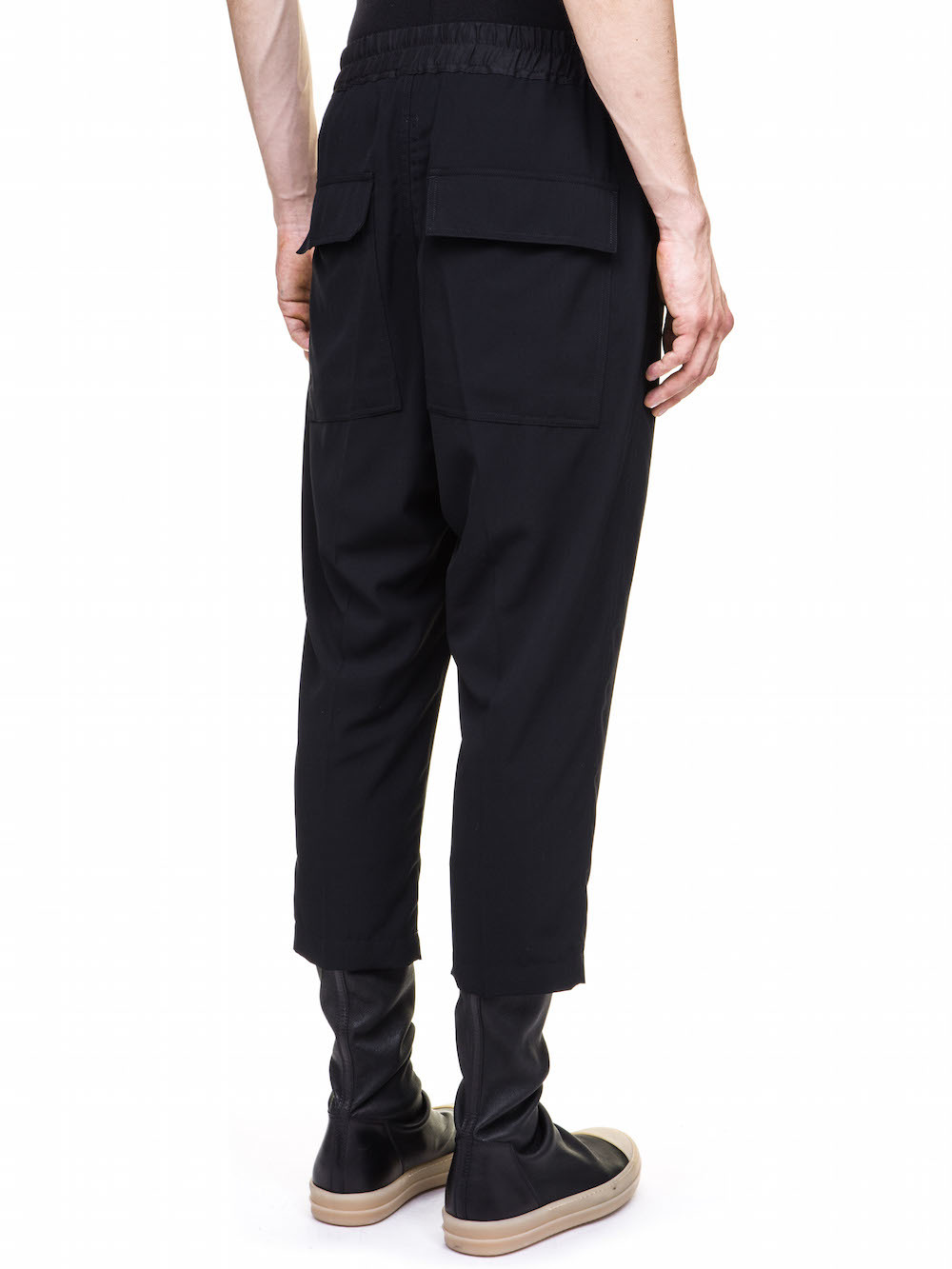 RICK OWENS DRAWSTRING ASTAIRES IN BLACK WOOL