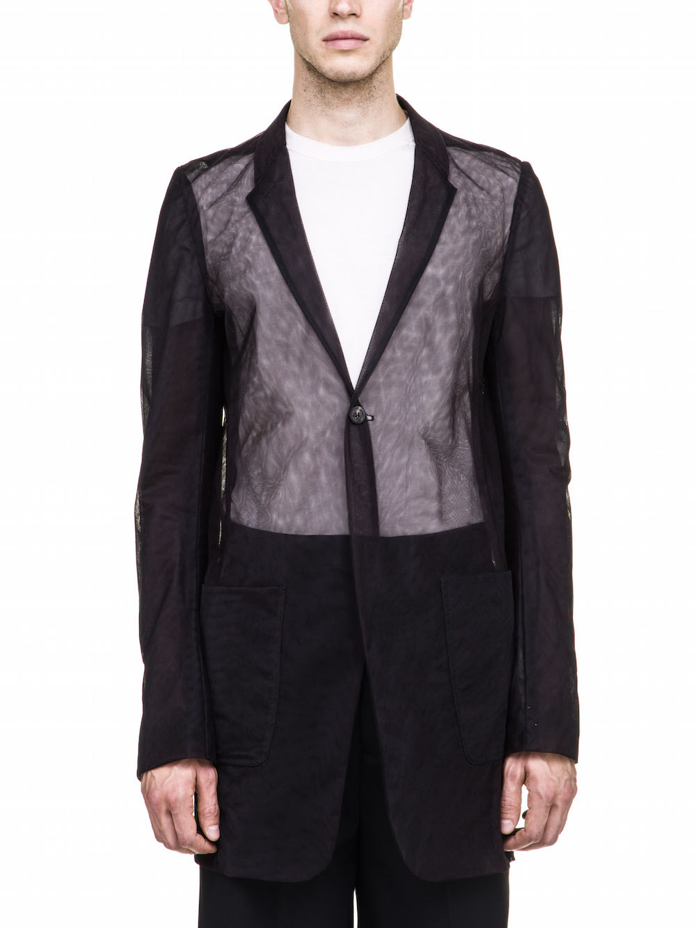 RICK OWENS TRANSPARENT STRAVINSKY JACKET IN BLACK