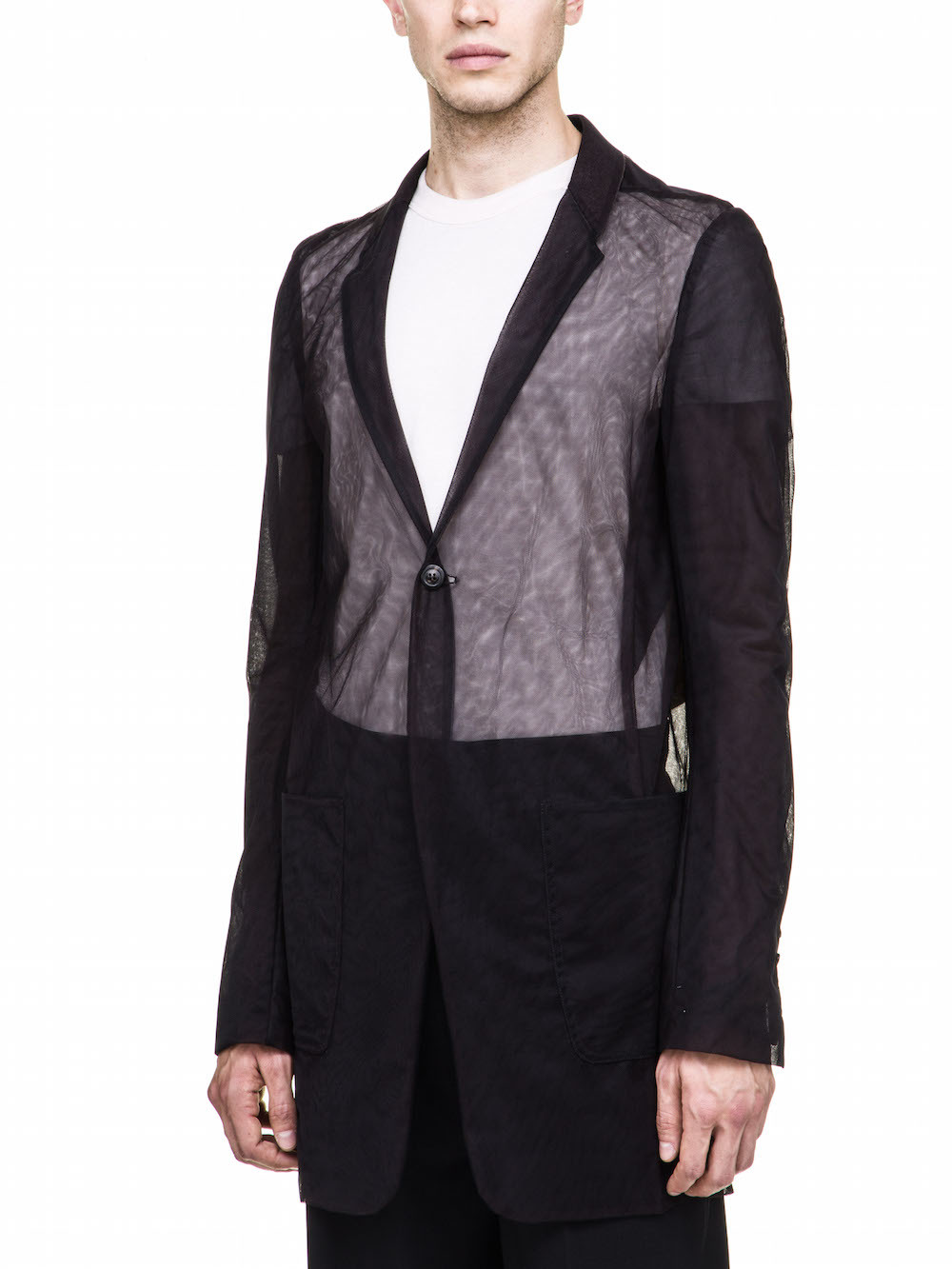 RICK OWENS TRANSPARENT STRAVINSKY JACKET IN BLACK