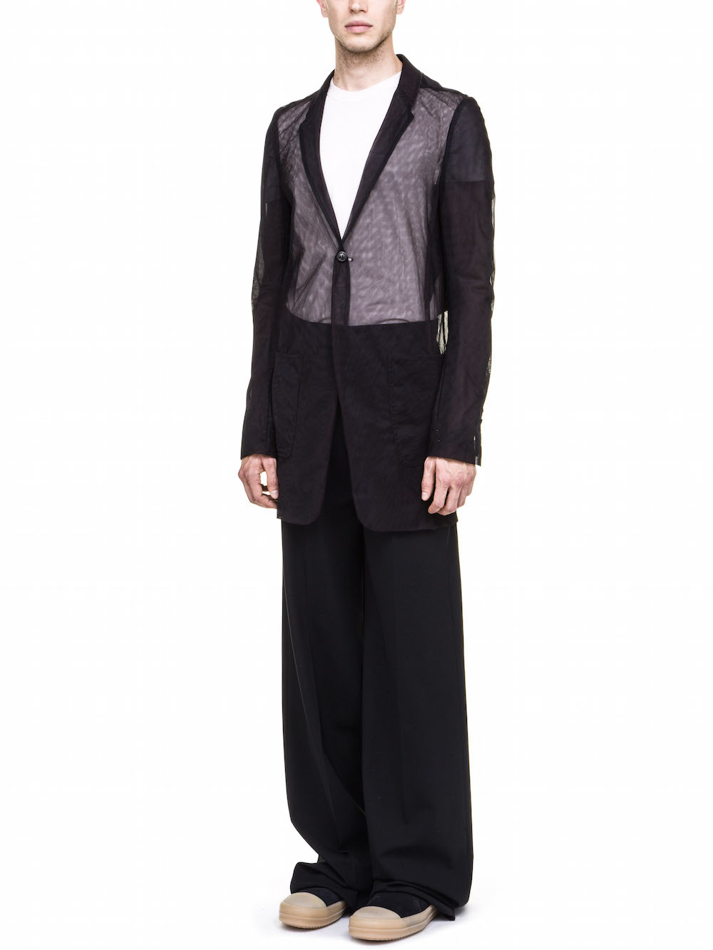 RICK OWENS TRANSPARENT STRAVINSKY JACKET IN BLACK