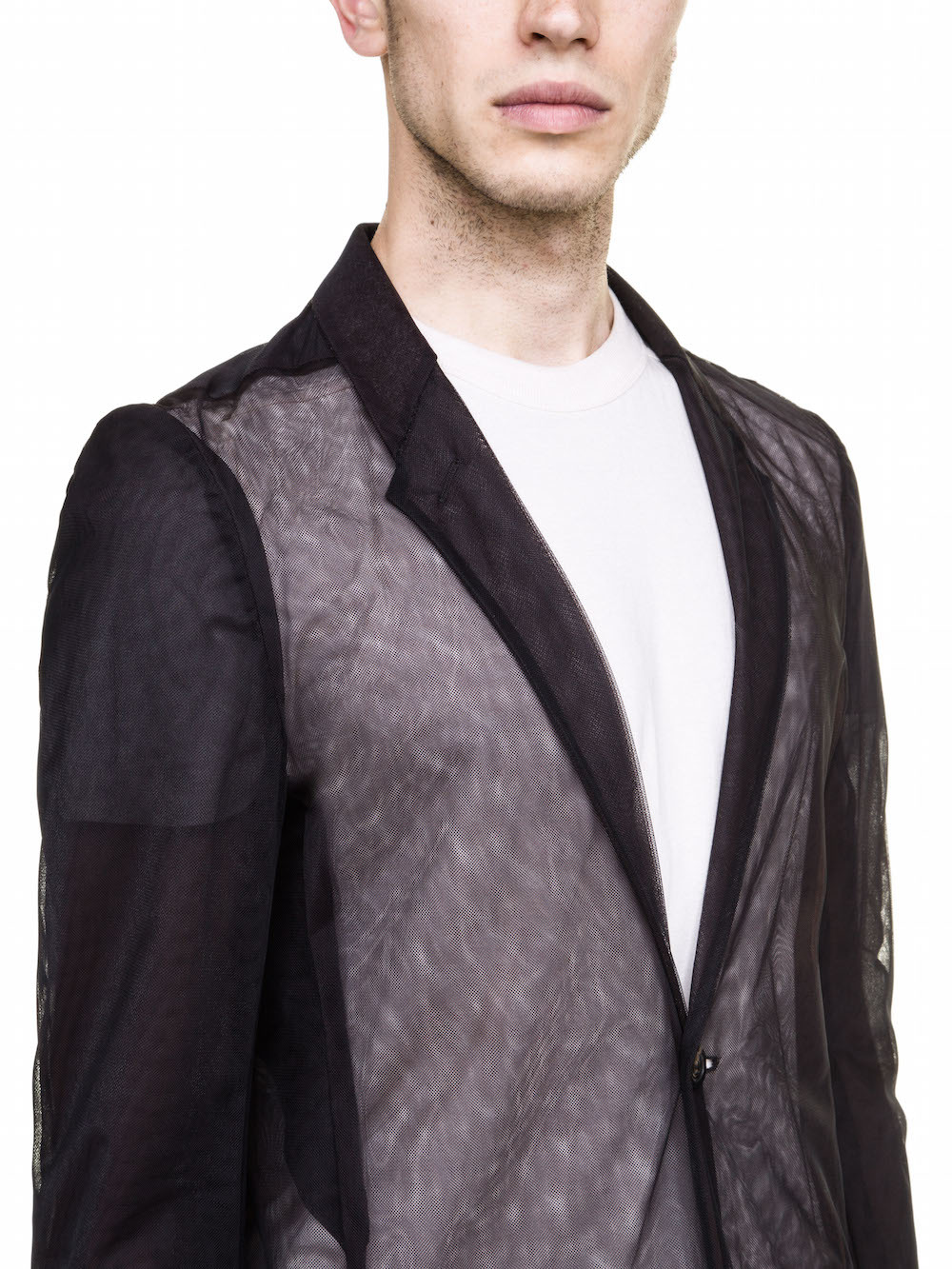 RICK OWENS TRANSPARENT STRAVINSKY JACKET IN BLACK