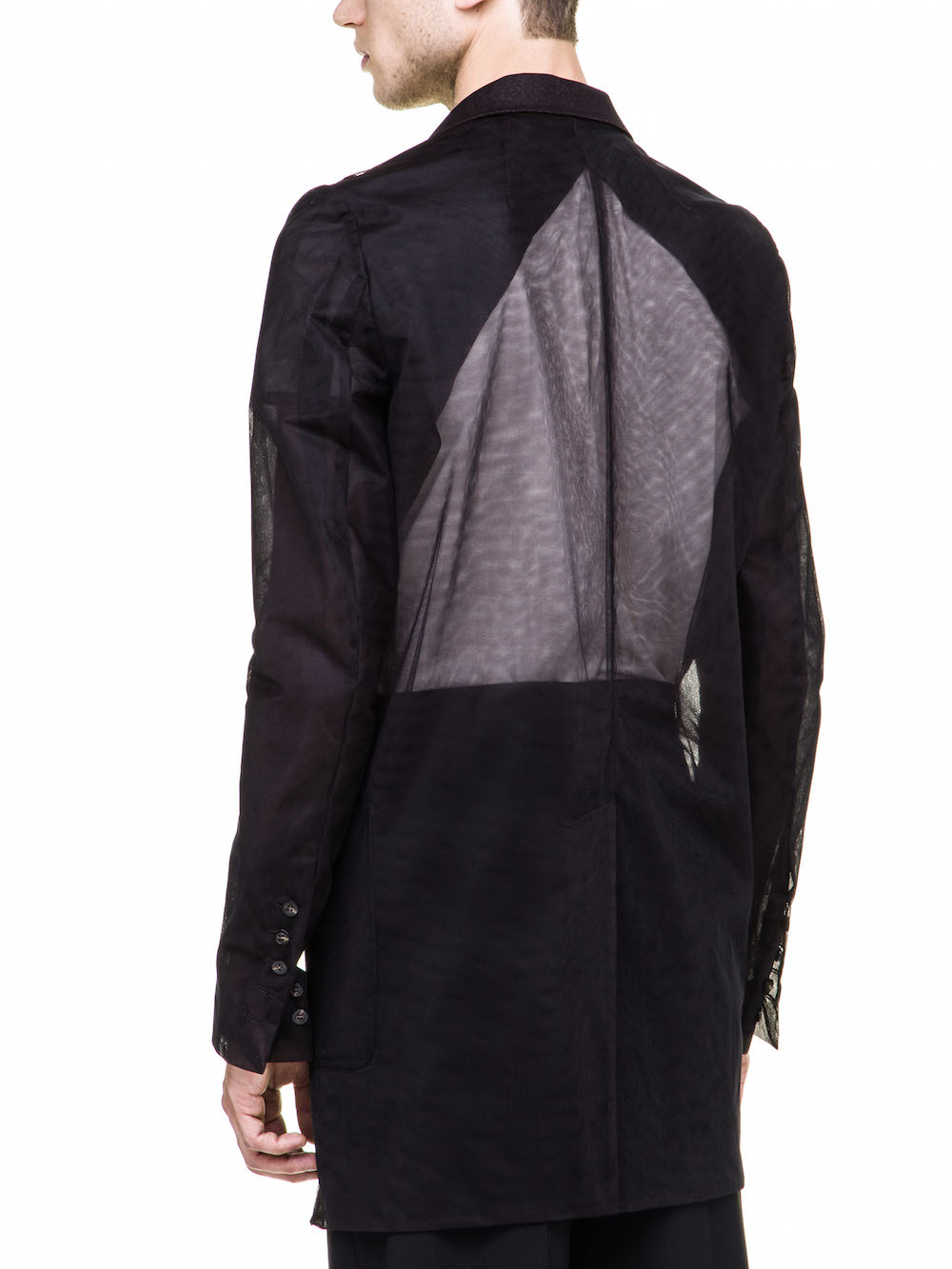 RICK OWENS TRANSPARENT STRAVINSKY JACKET IN BLACK