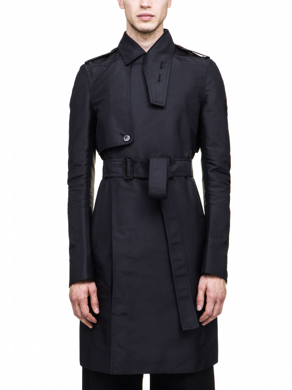 RICK OWENS CARGO TRENCH IN BLACK TECH