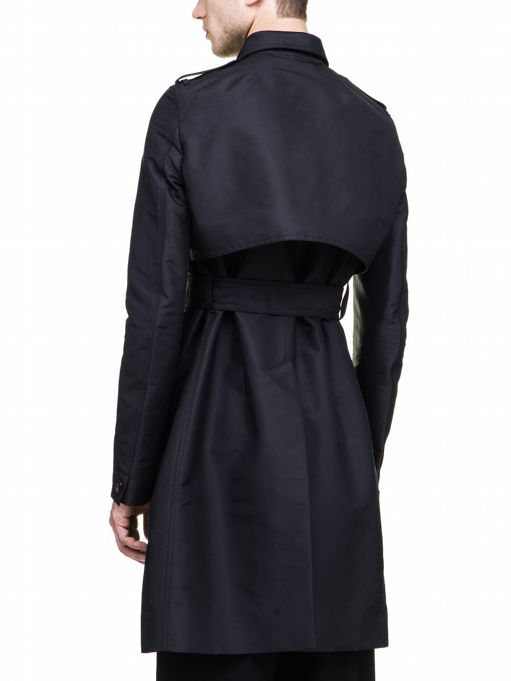 RICK OWENS CARGO TRENCH IN BLACK TECH