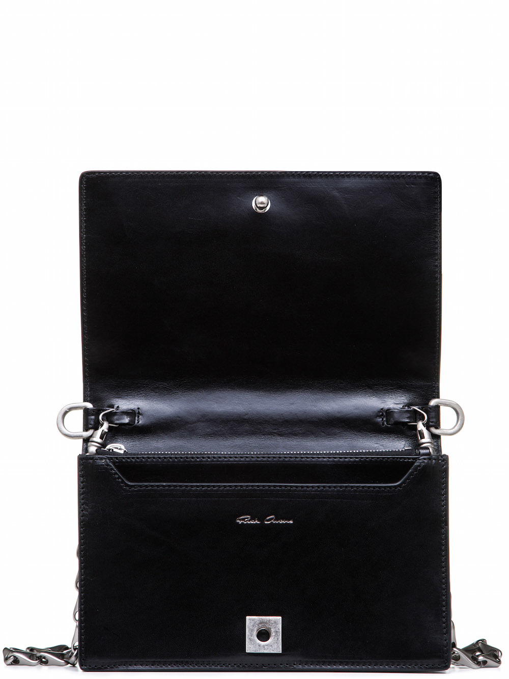 RICK OWENS SMALL SHOULDER BAG IN BLACK LEATHER