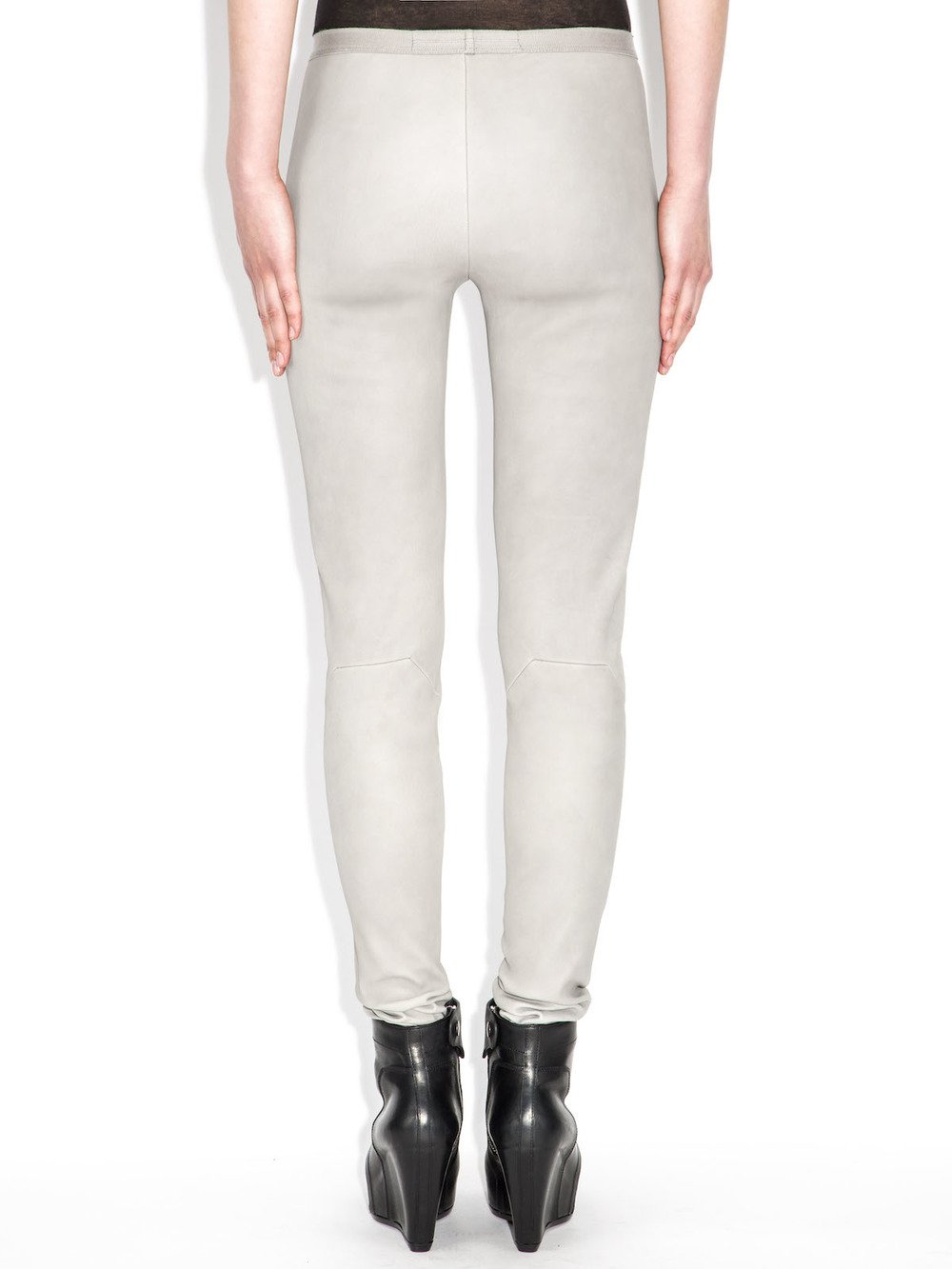 rick owens grey leather leggins