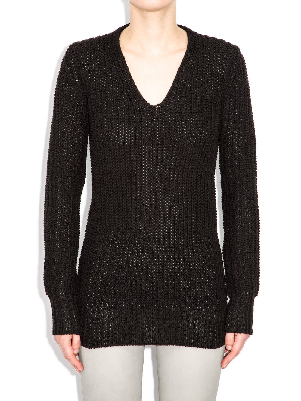 rick owens long v neck sweater