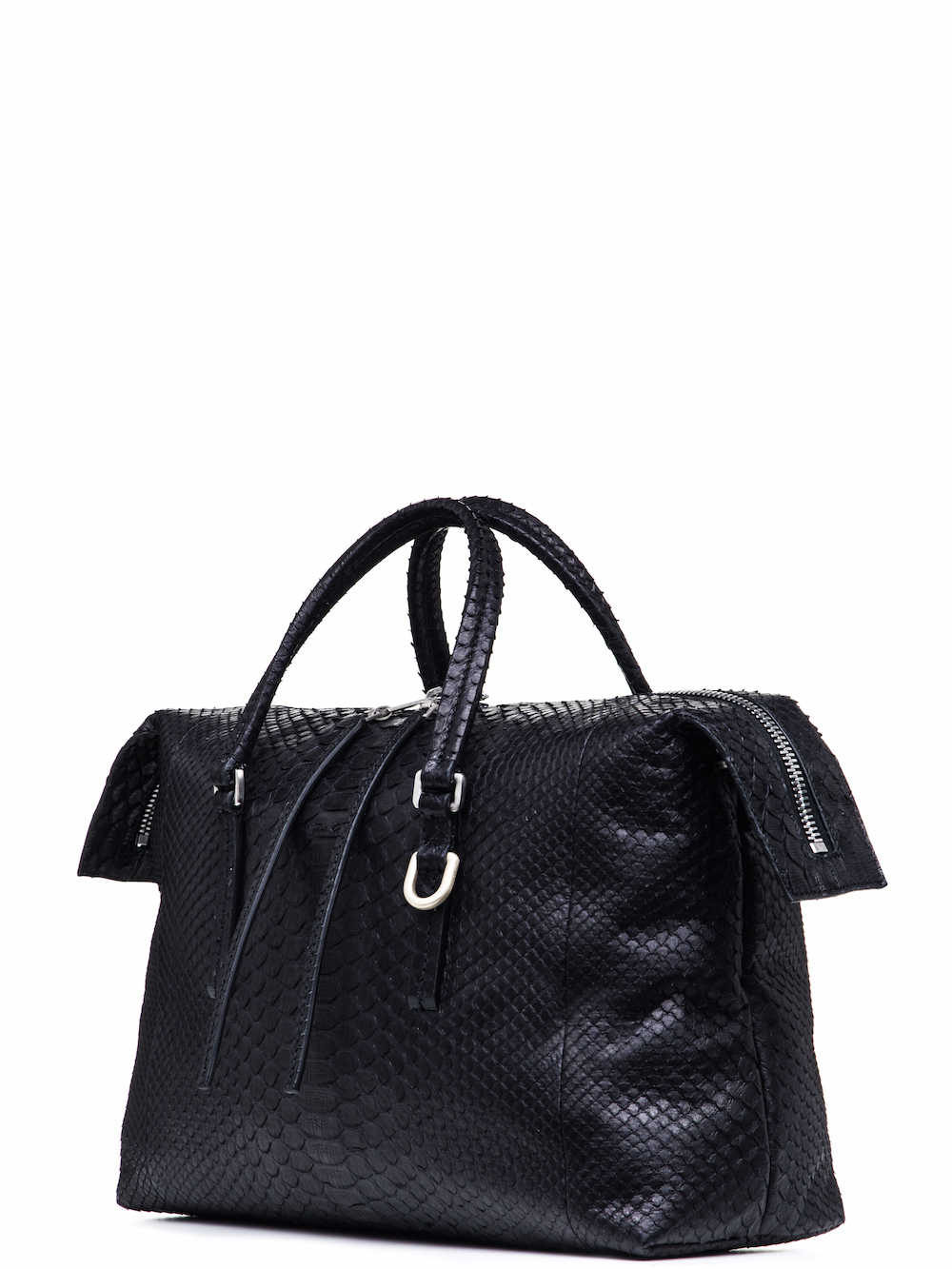 RICK OWENS CITY BAG IN BLACK GIANT PYTHON LEATHER