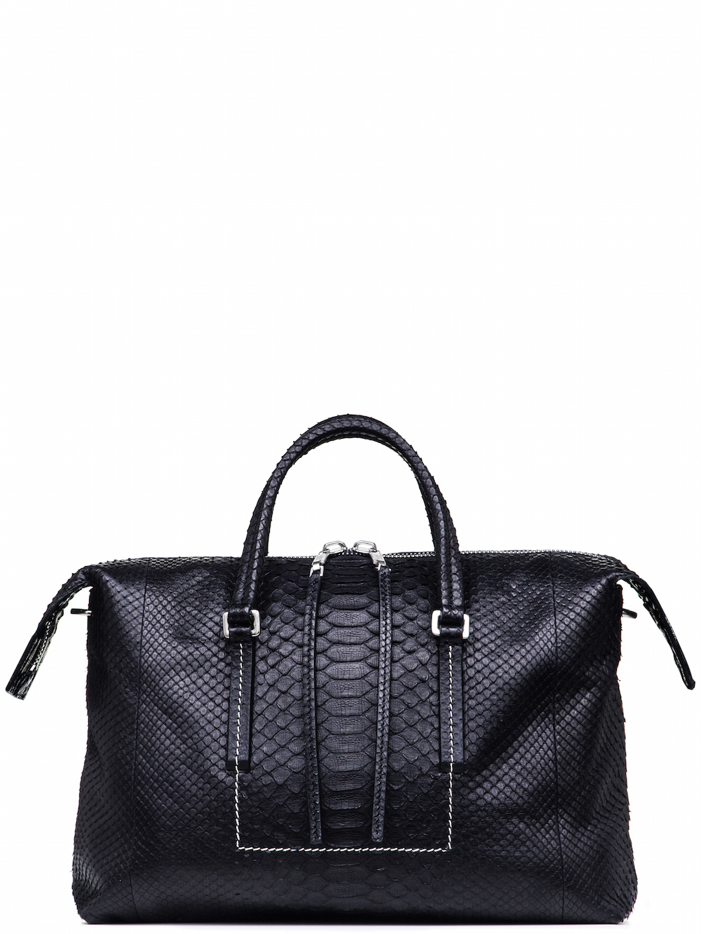RICK OWENS CITY BAG IN BLACK GIANT PYTHON LEATHER