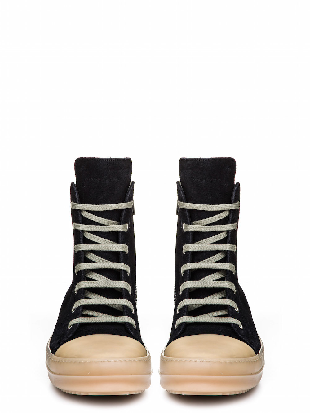 RICK OWENS RUBBER SNEAKERS IN FADED BLACK CALF LEATHER